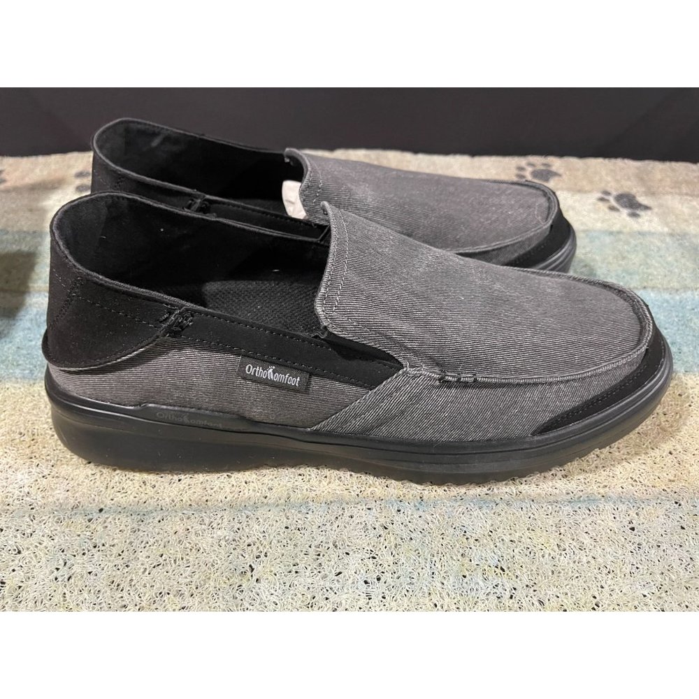 OrthoComfoot | Black Orthopedic Arch-Support Canvas Walking Loafer, Men Size: 12